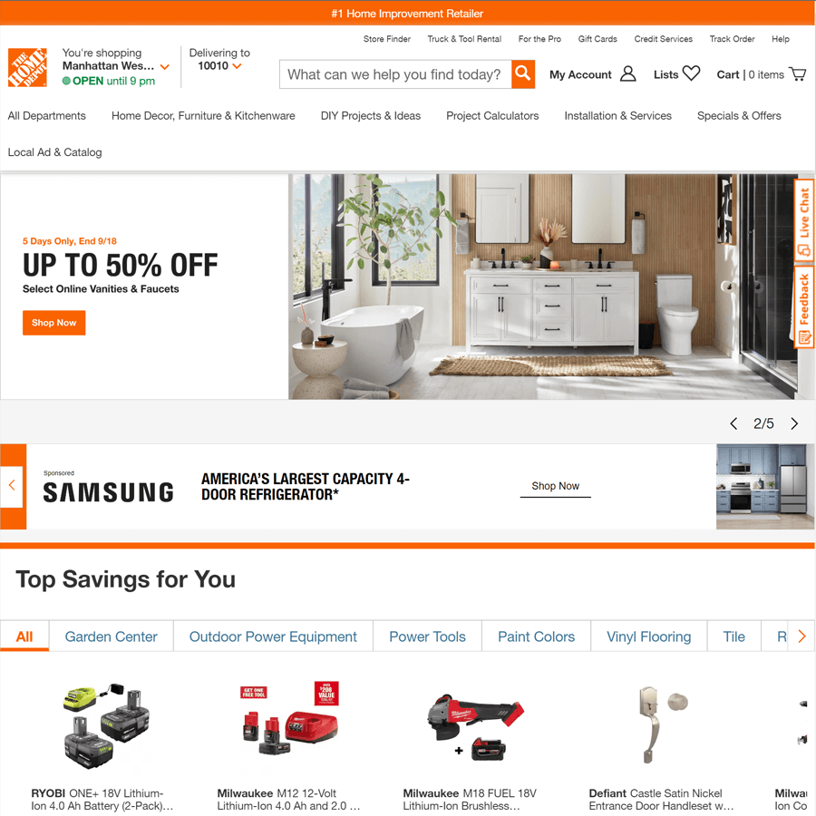 The Home Depot screenshot